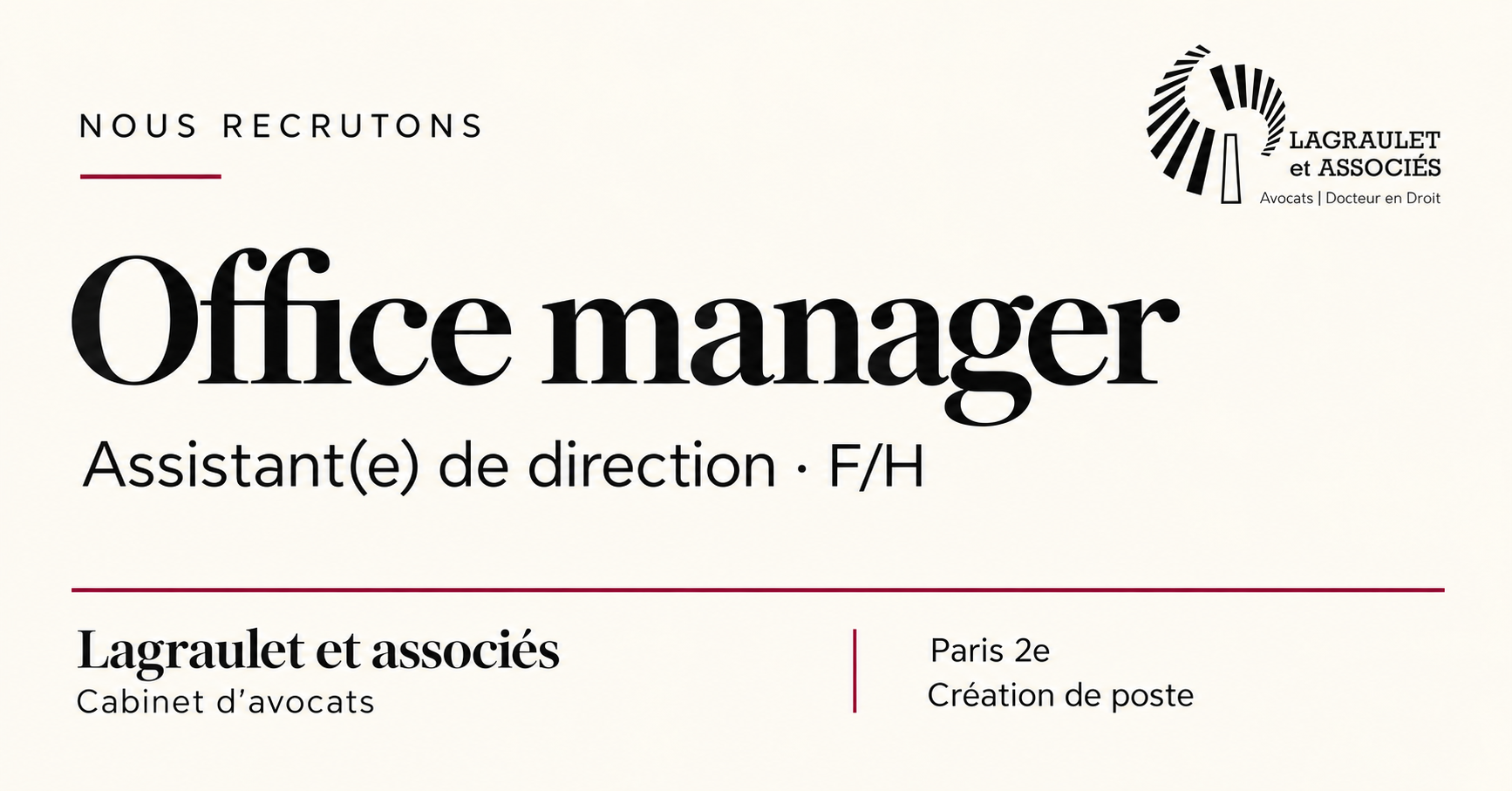 Lire la suite à propos de l’article Office manager / Assistant de direction à Paris (F/H)